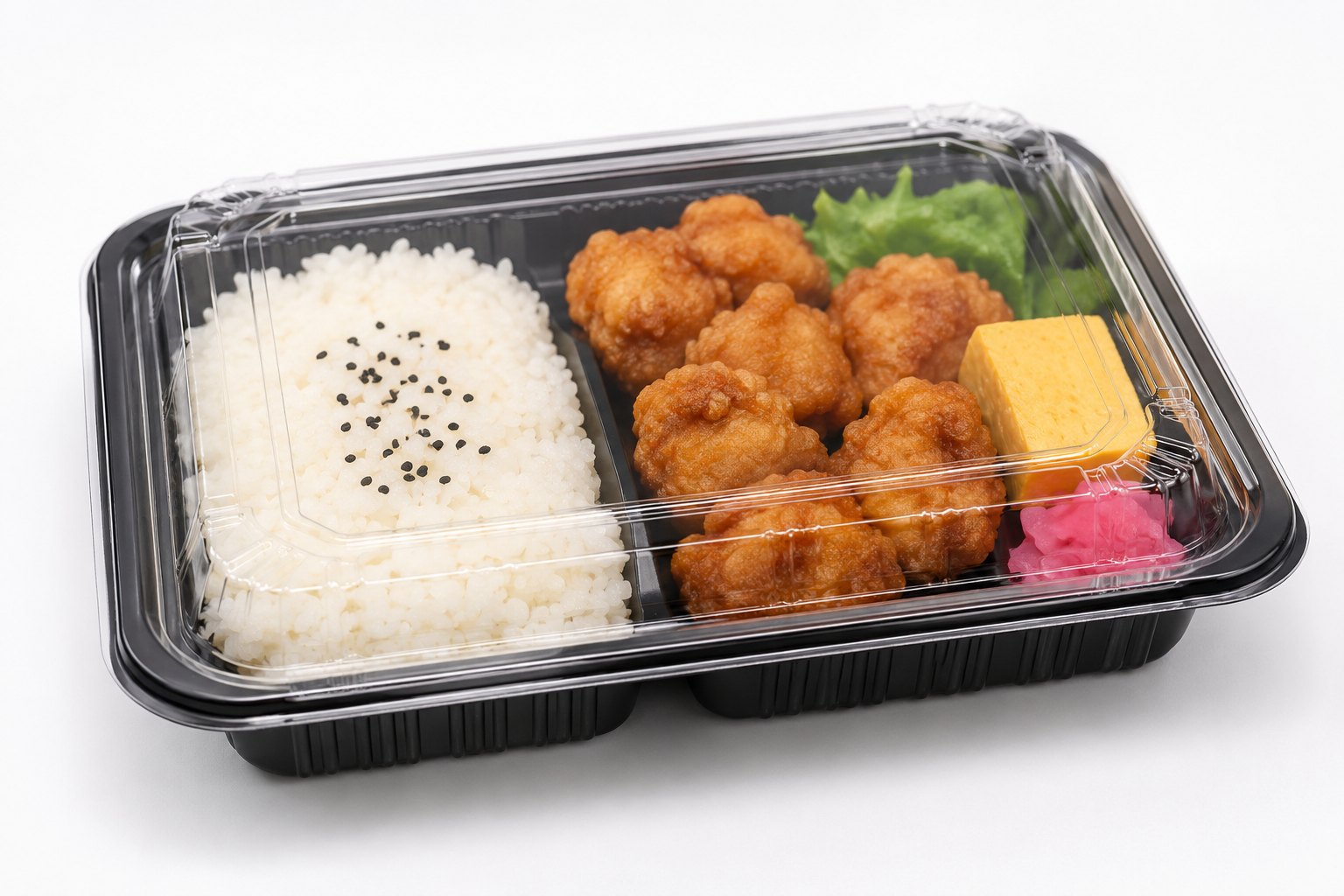 適量を盛り付けてフタを正しく閉めた食品容器