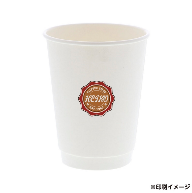 オリジナル印刷 二重断熱カップ 12オンス 410ml ホワイト